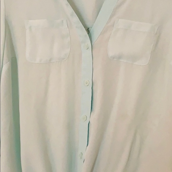 21. Candi’s front tie blouse Aqua - Picture 4 of 12